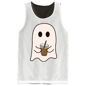 Spooky Season Cute Little Ghost Ice Coffee Halloween Costume Mesh Reversible Basketball Jersey Tank