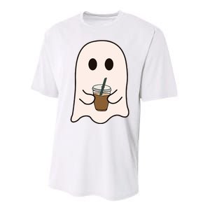 Spooky Season Cute Little Ghost Ice Coffee Halloween Costume Performance Sprint T-Shirt