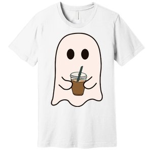 Spooky Season Cute Little Ghost Ice Coffee Halloween Costume Premium T-Shirt