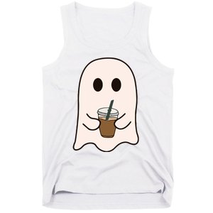 Spooky Season Cute Little Ghost Ice Coffee Halloween Costume Tank Top