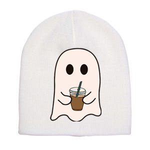 Spooky Season Cute Little Ghost Ice Coffee Halloween Costume Short Acrylic Beanie