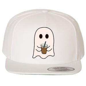 Spooky Season Cute Little Ghost Ice Coffee Halloween Costume Wool Snapback Cap