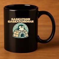 Saskatoon Saskatchewan Canada Cute Penguin 11oz C Handle Ceramic Mug