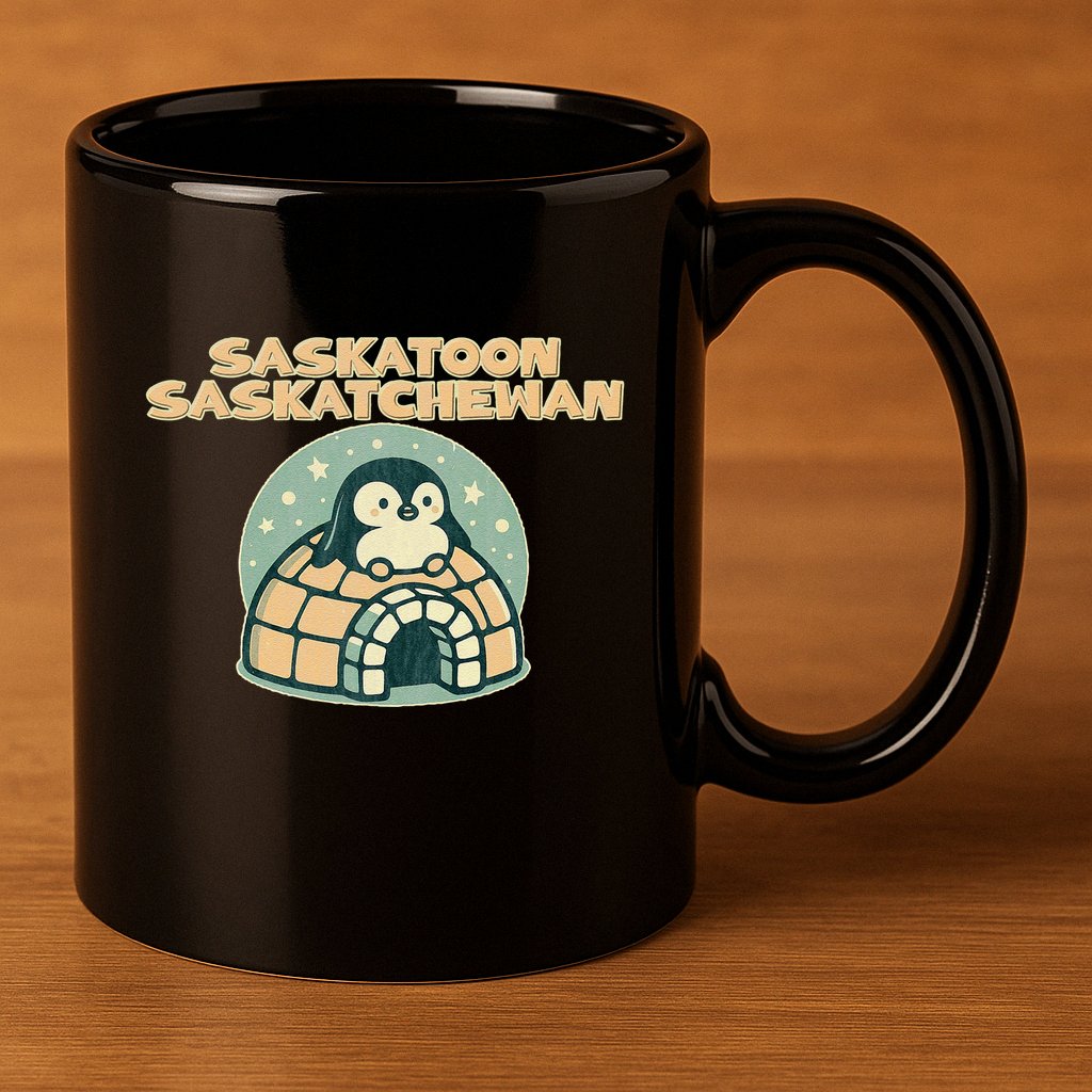 Saskatoon Saskatchewan Canada Cute Penguin 11oz C Handle Ceramic Mug