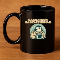 Saskatoon Saskatchewan Canada Cute Penguin 11oz C Handle Ceramic Mug