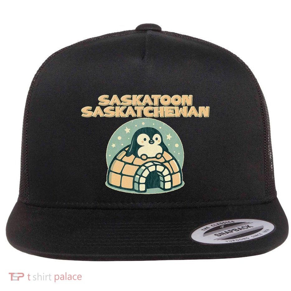 Saskatoon Saskatchewan Canada Cute Penguin Flatbill Hat