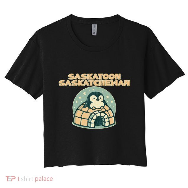 Saskatoon Saskatchewan Canada Cute Penguin Crop Top