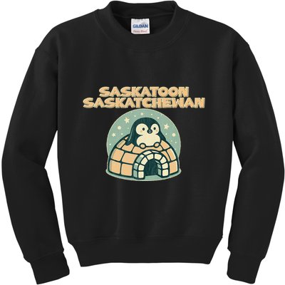 Saskatoon Saskatchewan Canada Cute Penguin Kids Sweatshirt