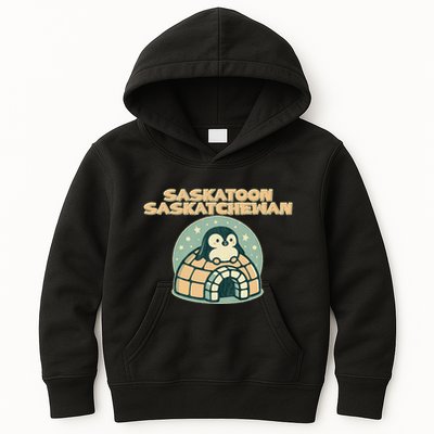 Saskatoon Saskatchewan Canada Cute Penguin Kids Hoodie
