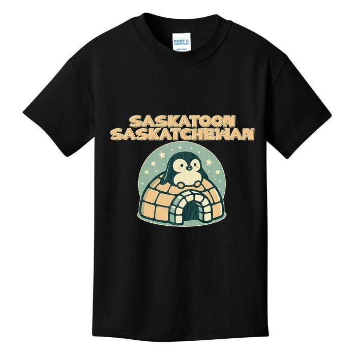 Saskatoon Saskatchewan Canada Cute Penguin Kids T-Shirt