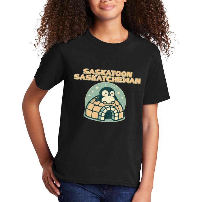 Saskatoon Saskatchewan Canada Cute Penguin Kids T-Shirt