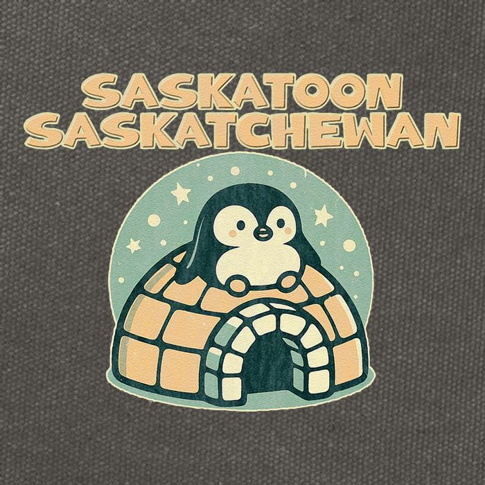 Saskatoon Saskatchewan Canada Cute Penguin Cotton Canvas Backpack