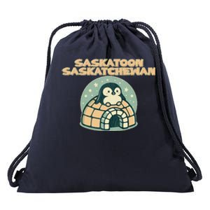 Saskatoon Saskatchewan Canada Cute Penguin Drawstring Bag