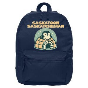 Saskatoon Saskatchewan Canada Cute Penguin 16 in Basic Backpack