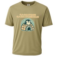 Saskatoon Saskatchewan Canada Cute Penguin Cooling Performance Crew T-Shirt