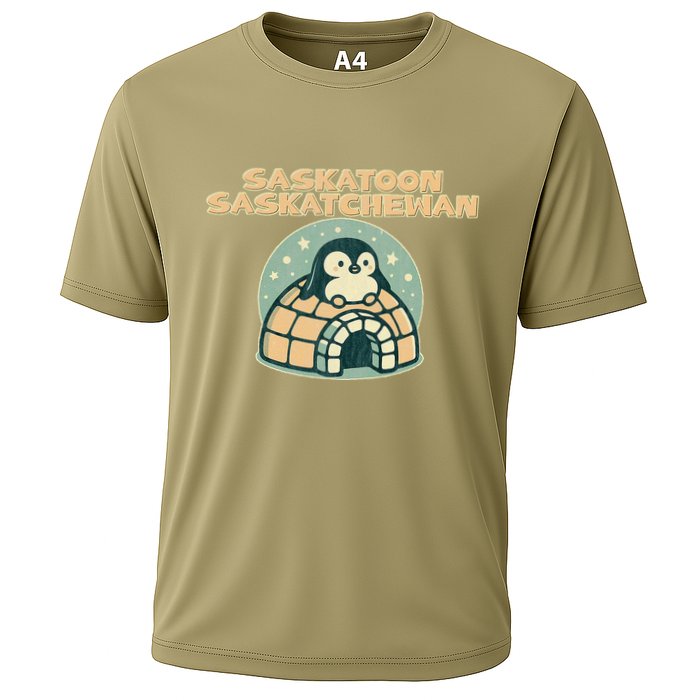 Saskatoon Saskatchewan Canada Cute Penguin Cooling Performance Crew T-Shirt