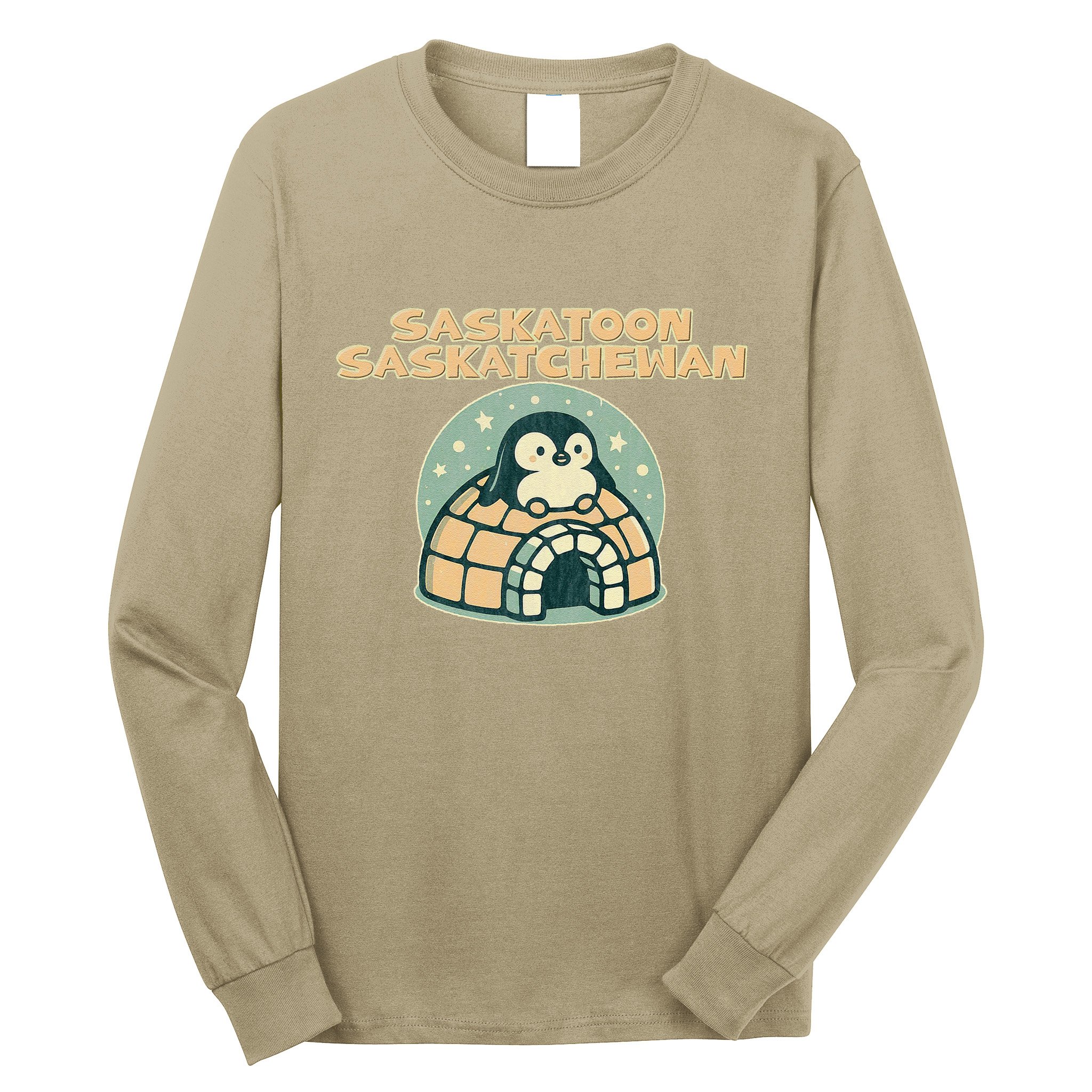 Saskatoon Saskatchewan Canada Cute Penguin Long Sleeve Shirt