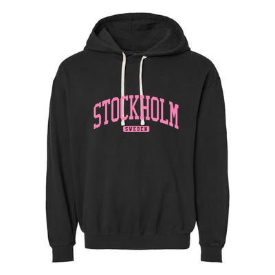 Stockholm Sweden College University Style Garment-Dyed Fleece Hoodie