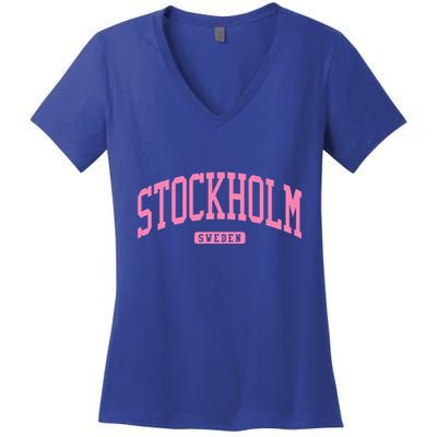 Stockholm Sweden College University Style Women's V-Neck T-Shirt