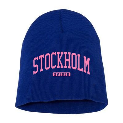 Stockholm Sweden College University Style Short Acrylic Beanie