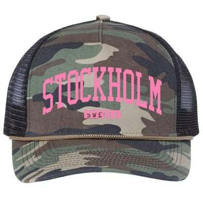 Stockholm Sweden College University Style Retro Rope Trucker Hat Cap