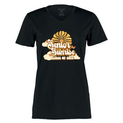 Senior Sunrise Class Of 2025 Retro Senior Women's Momentum V-Neck T-Shirt