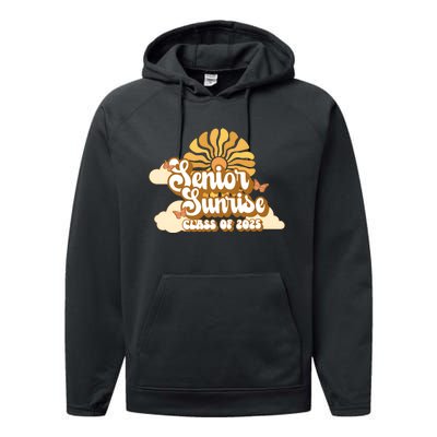 Senior Sunrise Class Of 2025 Retro Senior Performance Fleece Hoodie