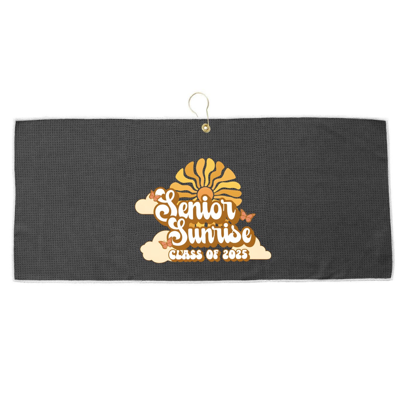 Senior Sunrise Class Of 2025 Retro Senior Large Microfiber Waffle Golf Towel