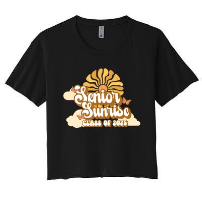 Senior Sunrise Class Of 2025 Retro Senior Women's Crop Top Tee