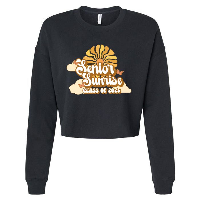 Senior Sunrise Class Of 2025 Retro Senior Cropped Pullover Crew