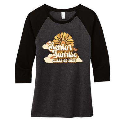 Senior Sunrise Class Of 2025 Retro Senior Women's Tri-Blend 3/4-Sleeve Raglan Shirt