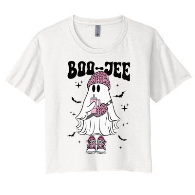 Spooky Season Cute Ghost Halloween Costume Boujee BooJee Women's Crop Top Tee