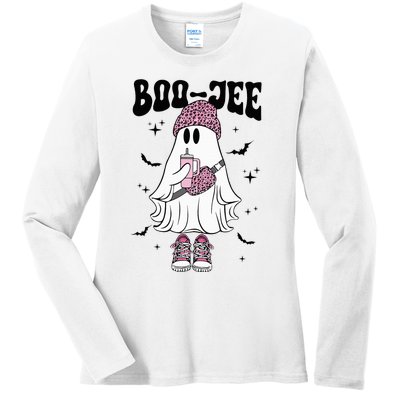 Spooky Season Cute Ghost Halloween Costume Boujee BooJee Ladies Long Sleeve Shirt