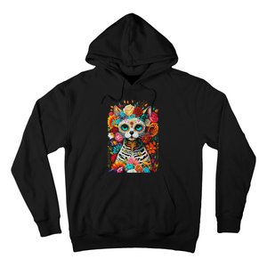 Sugar Skull Cat De Los Muertos La Catrina Day Of The Dead Hoodie