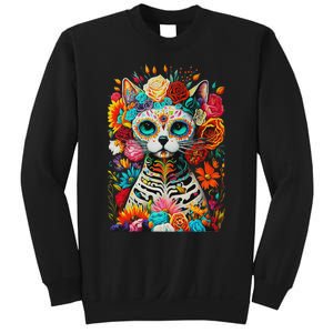 Sugar Skull Cat De Los Muertos La Catrina Day Of The Dead Sweatshirt