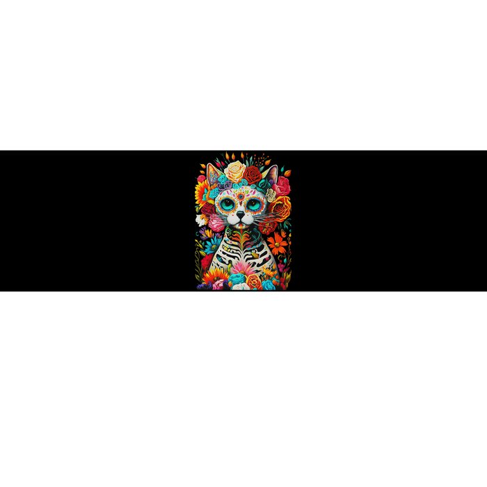 Sugar Skull Cat De Los Muertos La Catrina Day Of The Dead Bumper Sticker