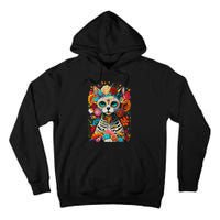 Sugar Skull Cat De Los Muertos La Catrina Day Of The Dead Tall Hoodie