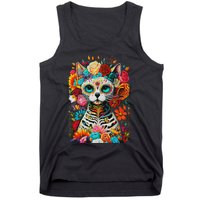 Sugar Skull Cat De Los Muertos La Catrina Day Of The Dead Tank Top