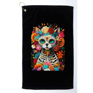 Sugar Skull Cat De Los Muertos La Catrina Day Of The Dead Platinum Collection Golf Towel