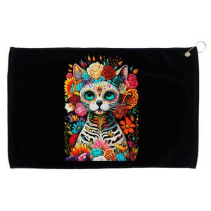 Sugar Skull Cat De Los Muertos La Catrina Day Of The Dead Grommeted Golf Towel