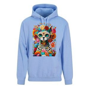 Sugar Skull Cat De Los Muertos La Catrina Day Of The Dead Unisex Surf Hoodie