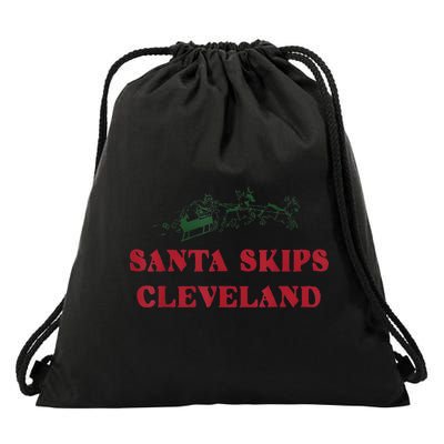 Santa Skips Cleveland Drawstring Bag