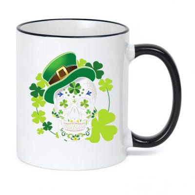 Sugar Skull Clover Skeleton Shamrock Irish Saint Patricks 11oz Black Color Changing Mug