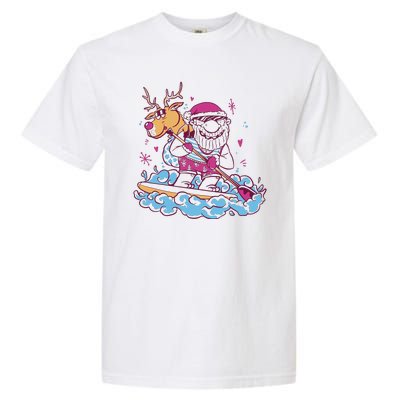 Santa Surfing Christmas Holiday Vacation Garment-Dyed Heavyweight T-Shirt