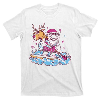 Santa Surfing Christmas Holiday Vacation T-Shirt