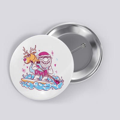 Santa Surfing Christmas Holiday Vacation Button
