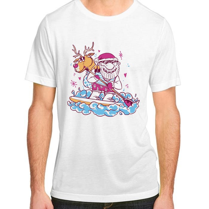 Santa Surfing Christmas Holiday Vacation Adult ChromaSoft Performance T-Shirt