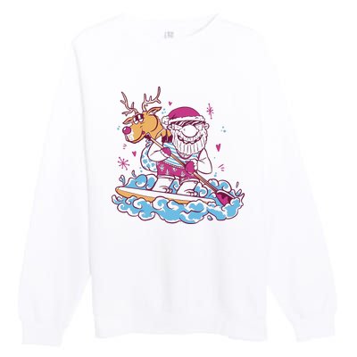 Santa Surfing Christmas Holiday Vacation Premium Crewneck Sweatshirt