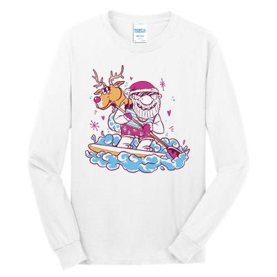 Santa Surfing Christmas Holiday Vacation Tall Long Sleeve T-Shirt