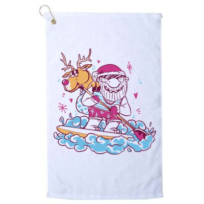 Santa Surfing Christmas Holiday Vacation Golf Towel